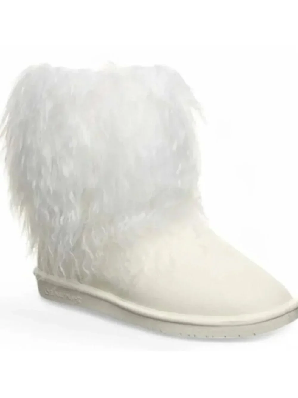 Bearpaw Boo Off White Shearling Wool Curly Lamb Fur Boho Sherpa Boots 7 NEW